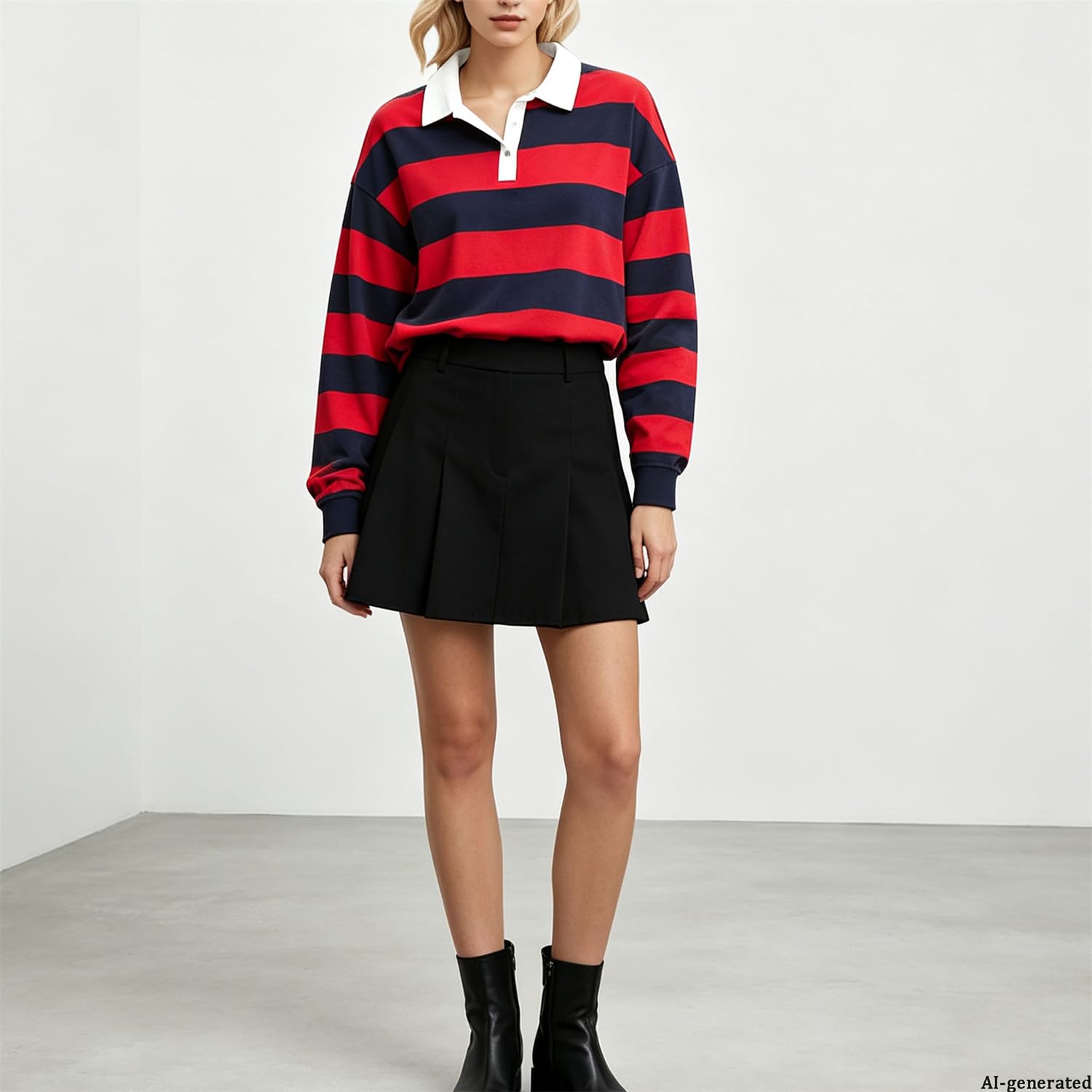 Damskie bluzy oversize kontrastowe paski z długim rękawem i kołnierzem | Damskie koszulki polo z długim rękawem, klapa z dekoltem w serek sweter top Y2k Streetwear na wiosnę i jesień
