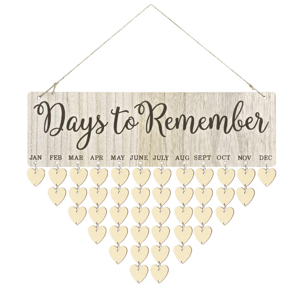 KODORIA Birthday Board Family Birthday Calendar Plaque Wooden Hanging Board Days to Remember for Family Friends Birthday Reminder Wooden DIY Discs Hanging