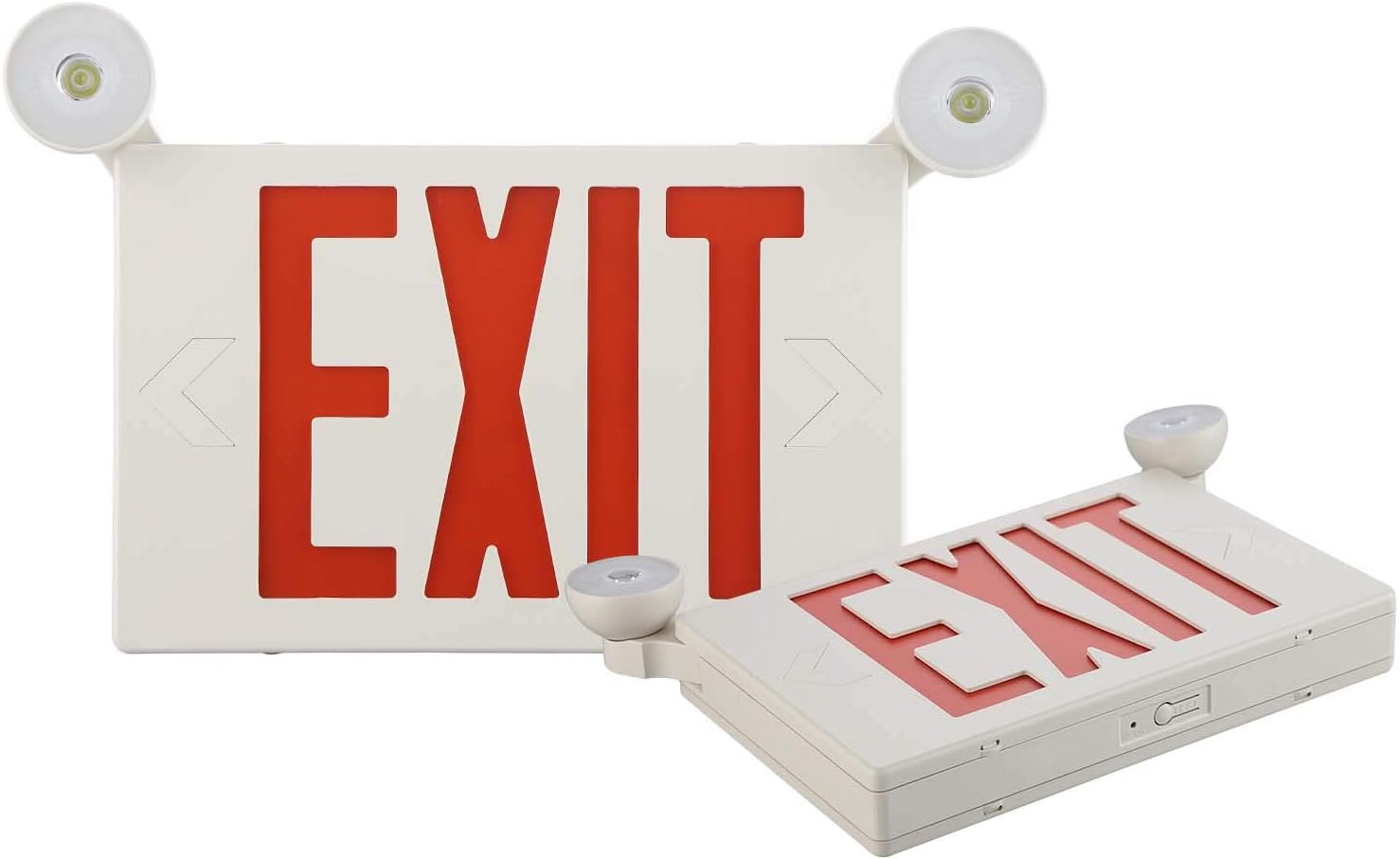 Uр Tо 40% оƒƒ EXITLUX 2 PACK LED Commercial Lighted Exit Signs with Back-up Batterie -UL Certified-Emergency Lights 2 LED Adjustable Heads Emergency Exit Lighting for Business