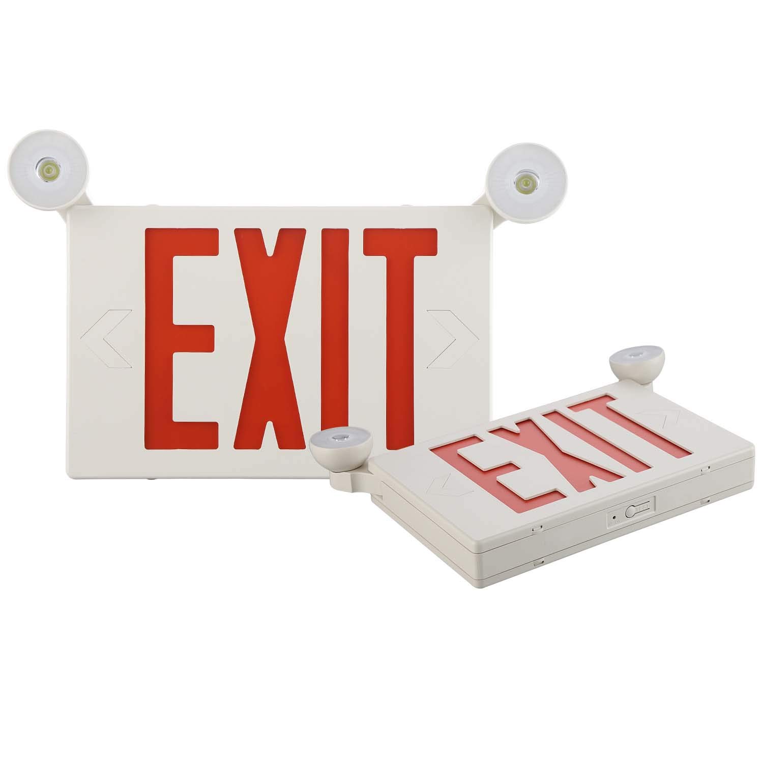 EXITLUX 2 Pack Red Led Exit Sign with Emergency Lighting Battery