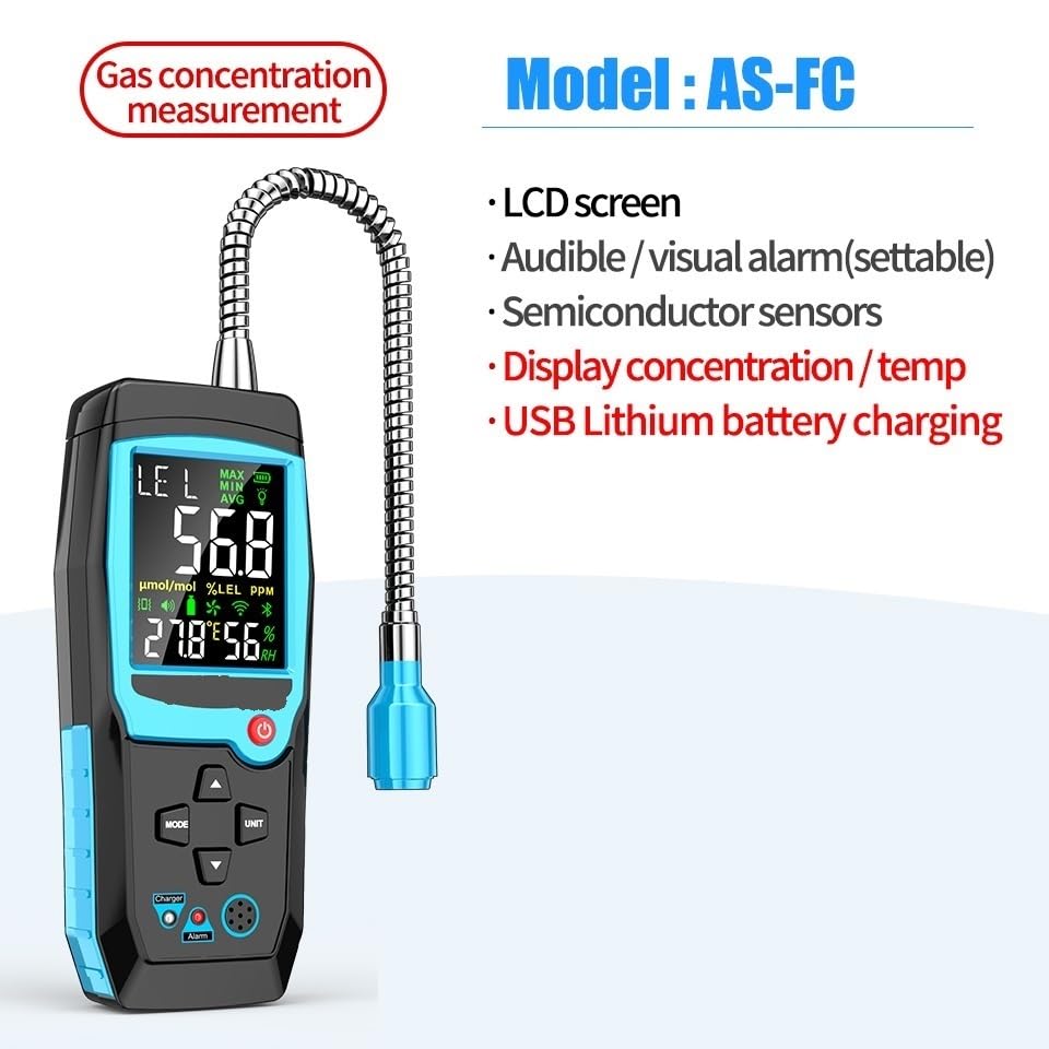 Detector de Gases, Detector de Fugas Gas Combustible Gas inflamable Probador Natural Metano Alarma luz Sonora