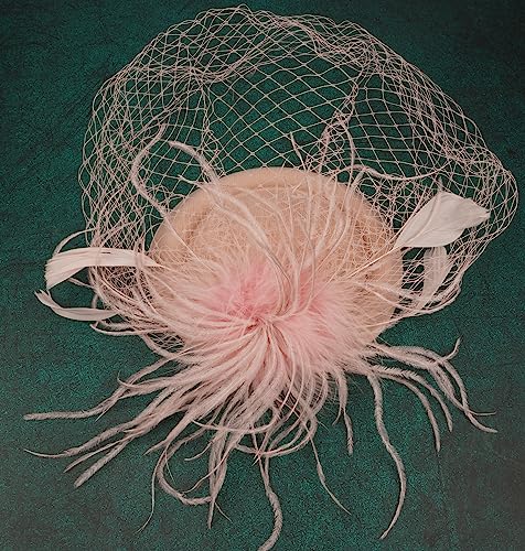 Cizoe Fascinators Hats 20s 50s Hat Pillbox Hat Cocktail Tea Party Headwear with Veil for Girls and Women(B-Blush Pink)