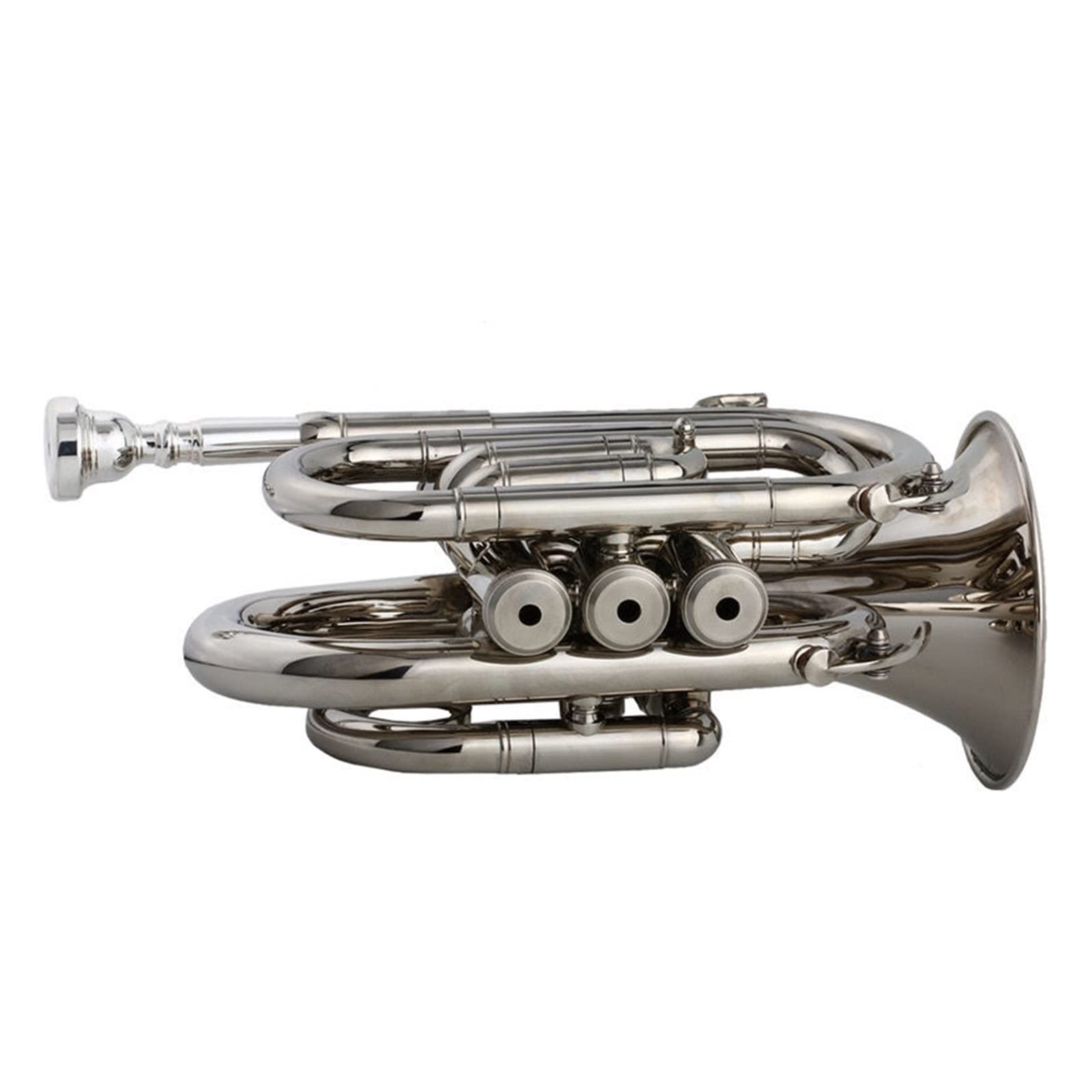 Principianti Mini Pocket Trumpet Tromba Tascabile In Si Bemolle Argentata Sib Cornetta A Fiato In Ottone Nichelato Misura Palmo Argentato Tromba tascabile