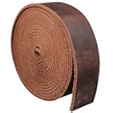 Genuine Leather Strip 1 Inch Wide 64 Inches Long for DIY Craft Projects, 1.8-2mm Thick, Coffee Brown