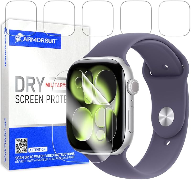 ArmorSuit 6 Pack Screen Protector for Apple Watch Series 11 42mm, Series 10 (42mm) DRY-Shield Self-Repairing HD Clear TPU Film - Dry Installation