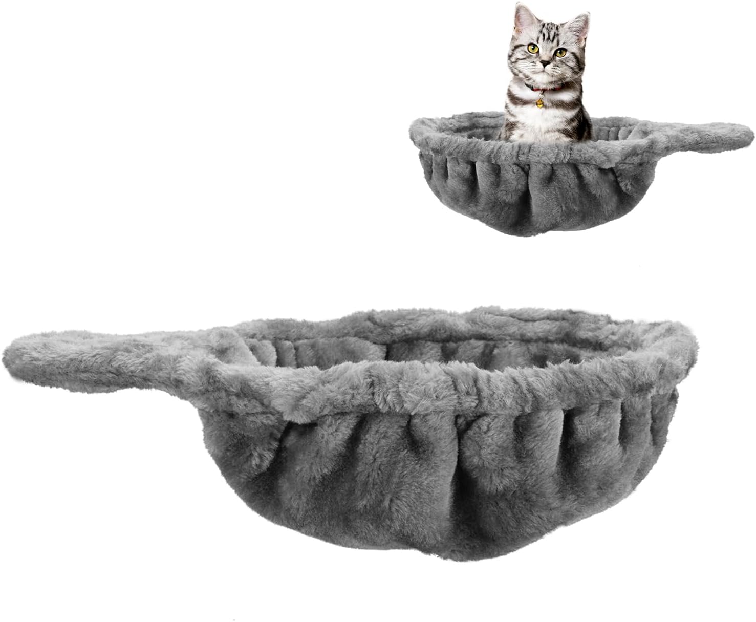 Cozy Cat Tree Hammock for Large Cats With Deep Basket – Add On Attachment Design for Cat Tower, Replacement Extra Large (12.4″) (Grey)