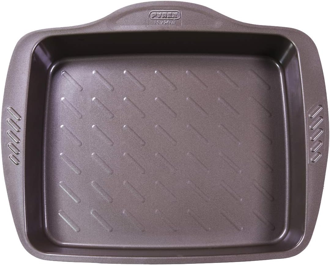 PyrexasimetriA Metal Easy-Grip Rectangular Roaster 40x31 cm, Brown, 1