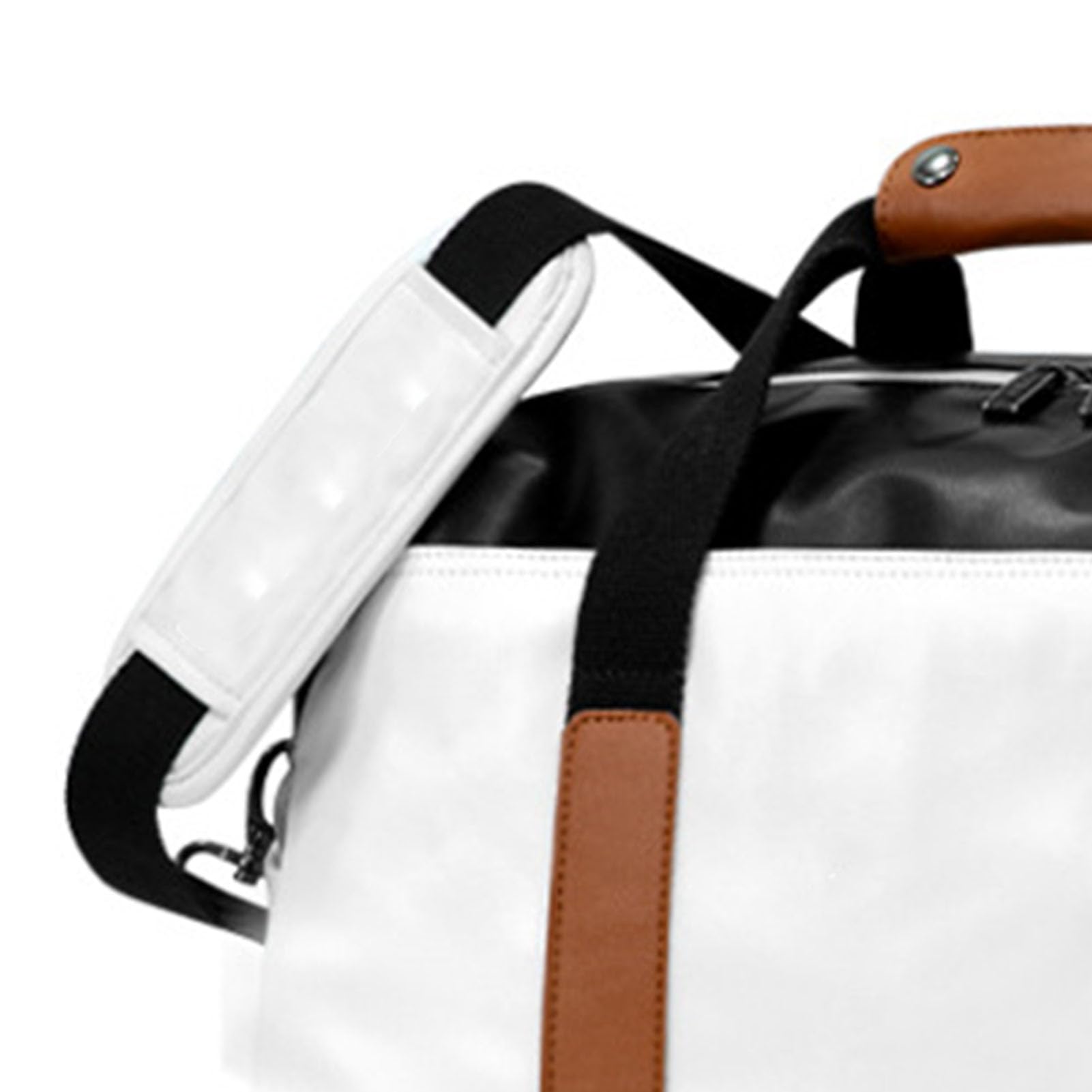 Brrnoo Borsa da Palestra con Scomparto per Scarpe Borsa Porta Abiti da Viaggio Leggera in PU Impermeabile con Piedini Inferiori Robusti Doppie Cerniere Lisce per Allenamento Viagg (Bianco)