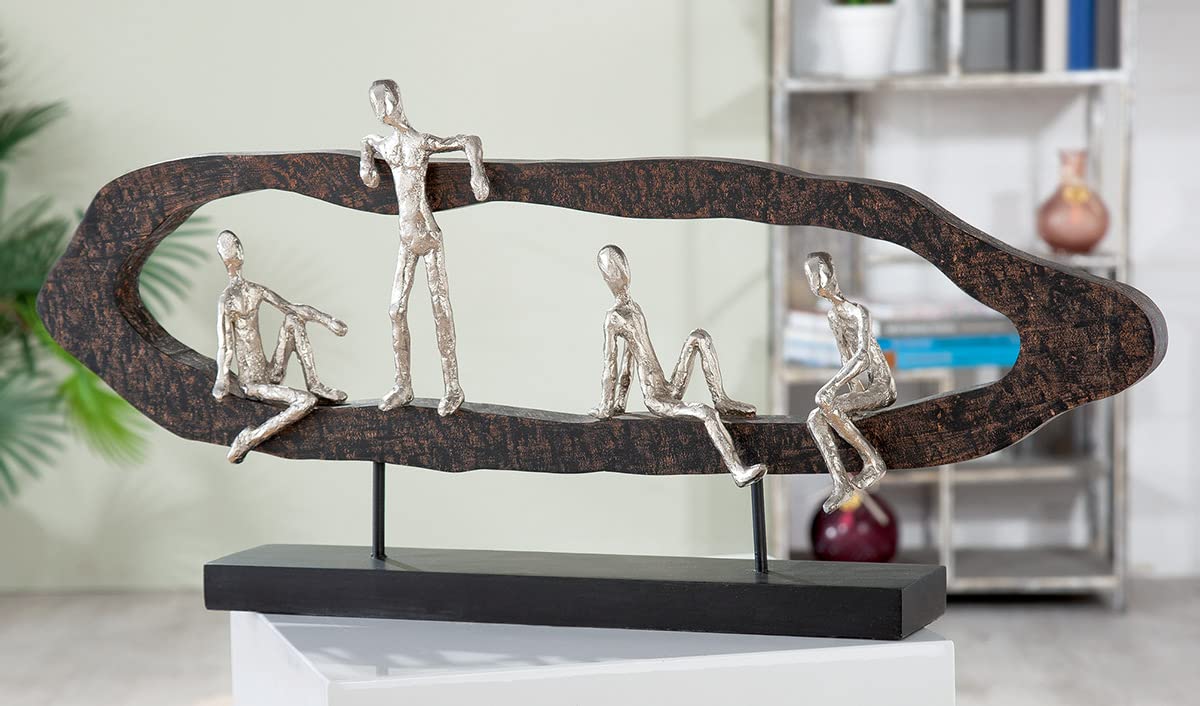 GILDE Deko Skulptur Figur - aus Aluminium - Silberne Deko Wohnzimmer Geschenk Weihnachten für Frauen - Höhe 39 cm