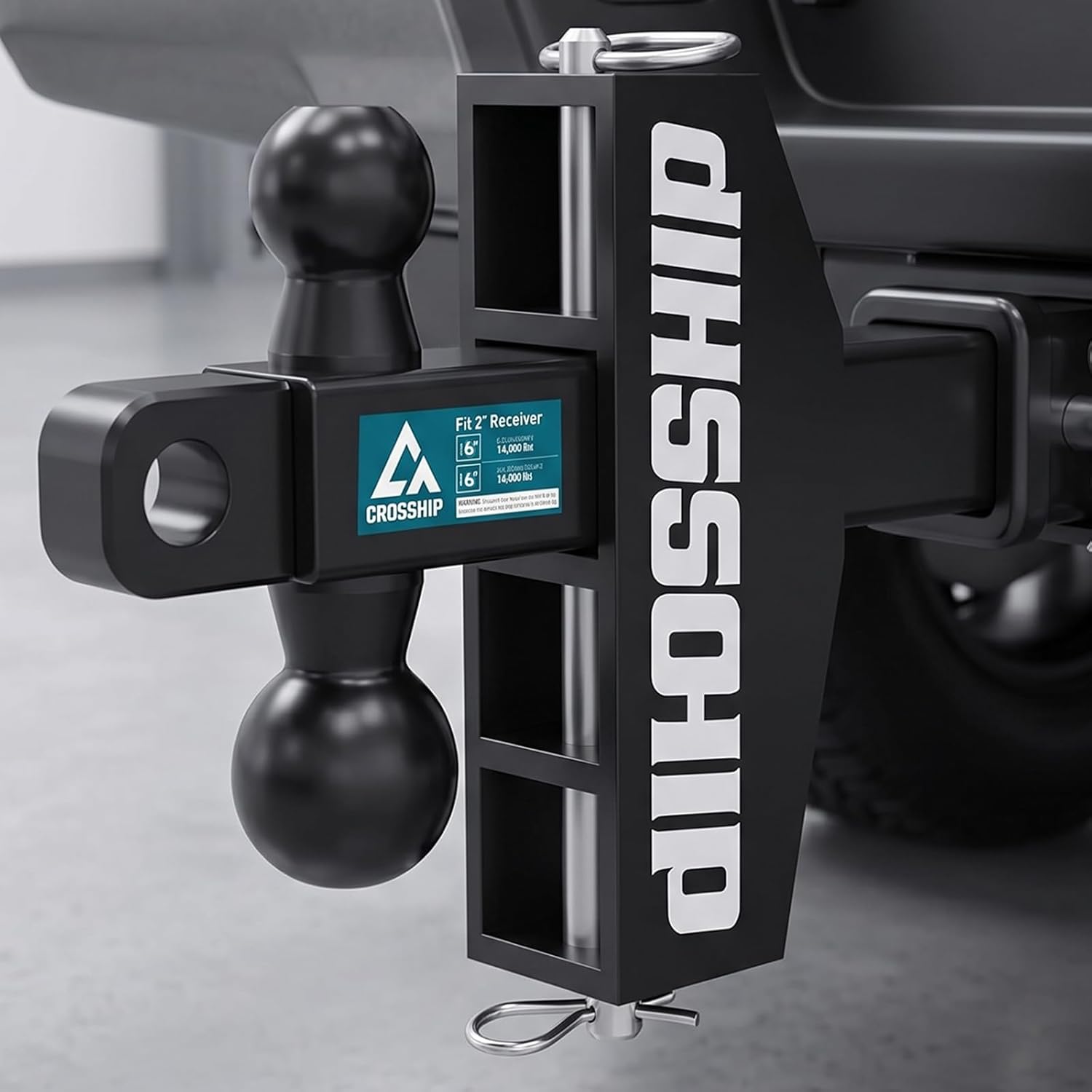 Adjustable Drawbar Trailer Hitch, Fits 2-Inch Receiver, 6-Inch Drop/Rise Drop Hitch,Solid 2" & 2-5/16" Balls Mount, 26,000 LBS GTW Towing for Heavy Duty Trucks, Anti-Theft Pin Locks