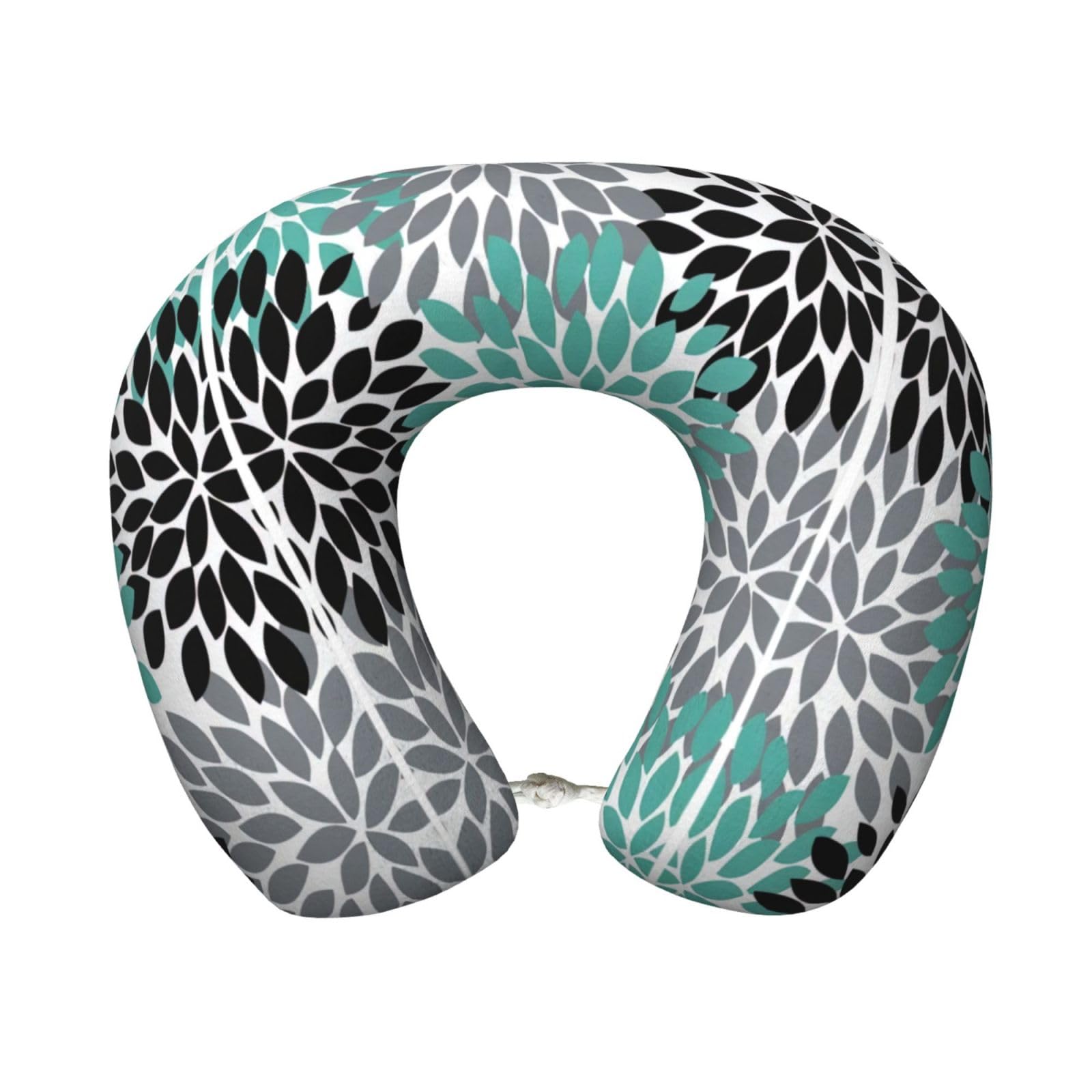 Oreiller de voyage contre douleur cervicale motif dahlia