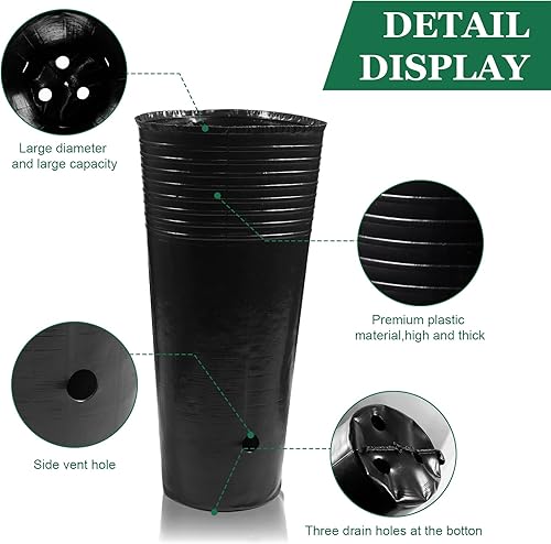 Miniatura 4 de 50 macetas de plástico para plantas profundas, macetas de 9.8 pulgadas de alto, macetas para plantas de plantas de semillero para suculentas,
