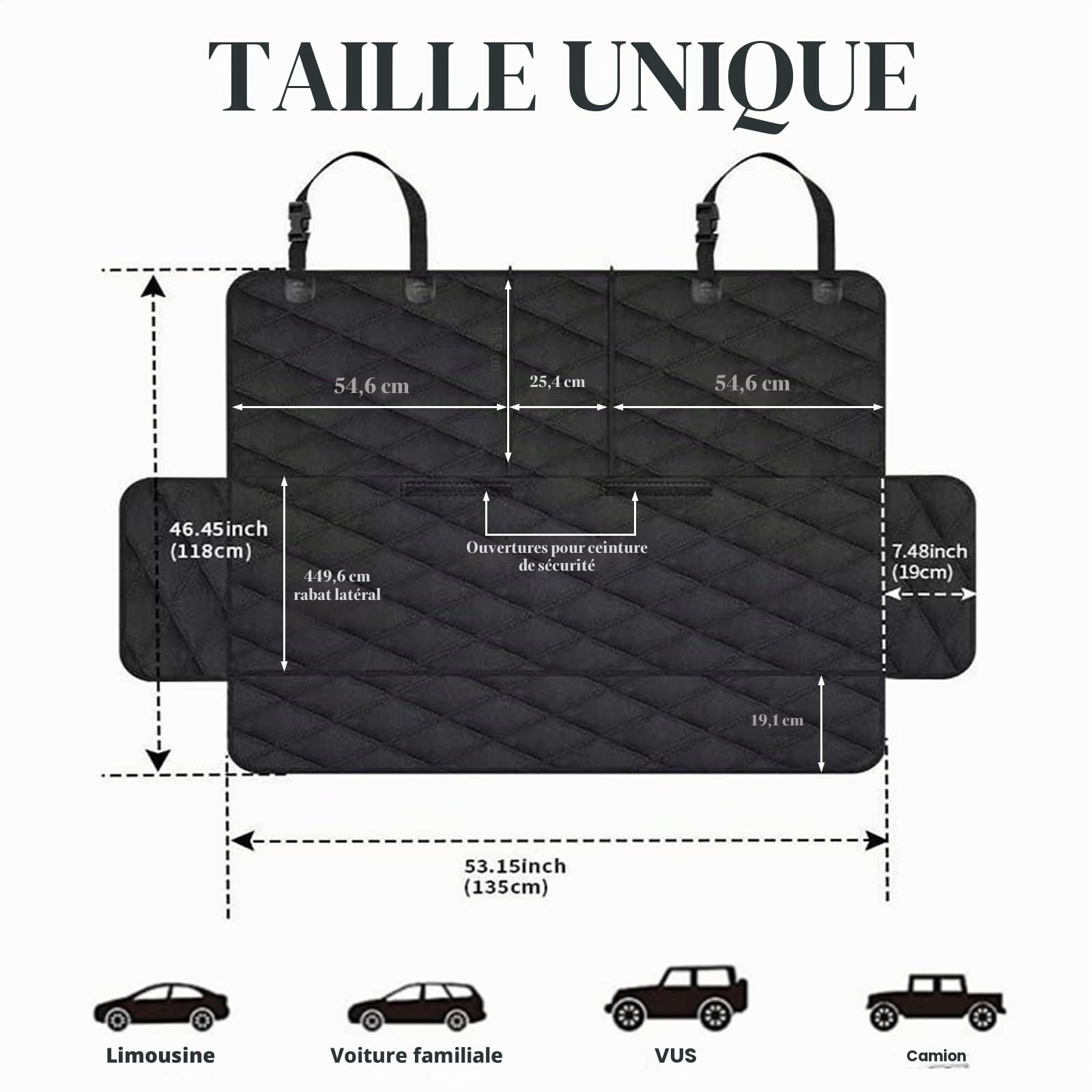 Housses Protection Voiture Chien, Protege Siege Voiture Chien avec 1 Ceinture, 135 X 120 Cm, ProtèGe des Rayures ImperméAble AntidéRapant, pour Voiture, Camions, SUV et Jeeps