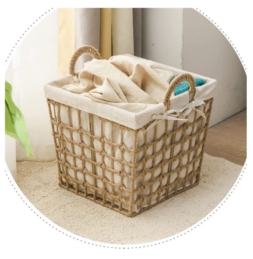 Cesto Colada Cesta De Almacenamiento De Cuerda De Algodón, Almacenamiento De Colocación De Manta De Ropa Suave De Cesta De Tejido Cesto Ropa Sucia