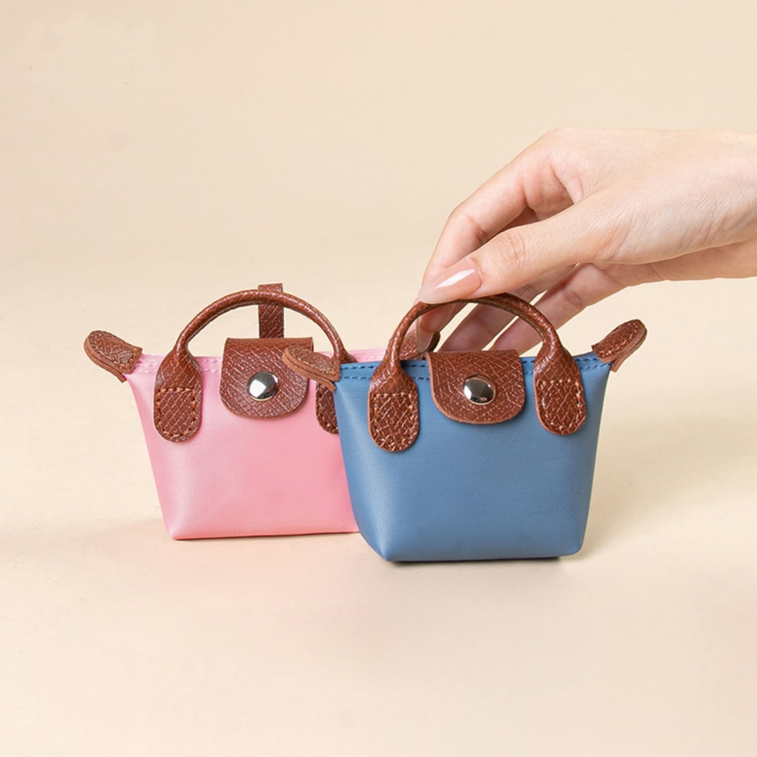 Mini Coin Purse Small Nylon Change Pouch Cute Portable Change Purse with Snap for Women, Wine Red - Image 2