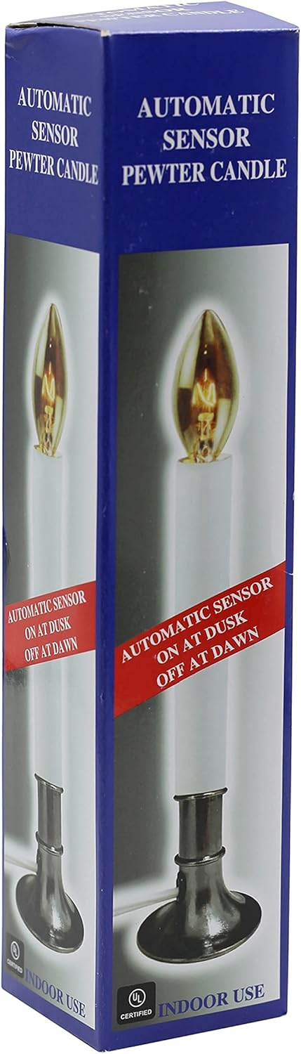 Creative Hobbies Electric Window Candle Lamps with Pewter Plated Base & Dusk-to-Dawn Sensor | Ideal for Home Decor & Special Occasions | 6 Pack