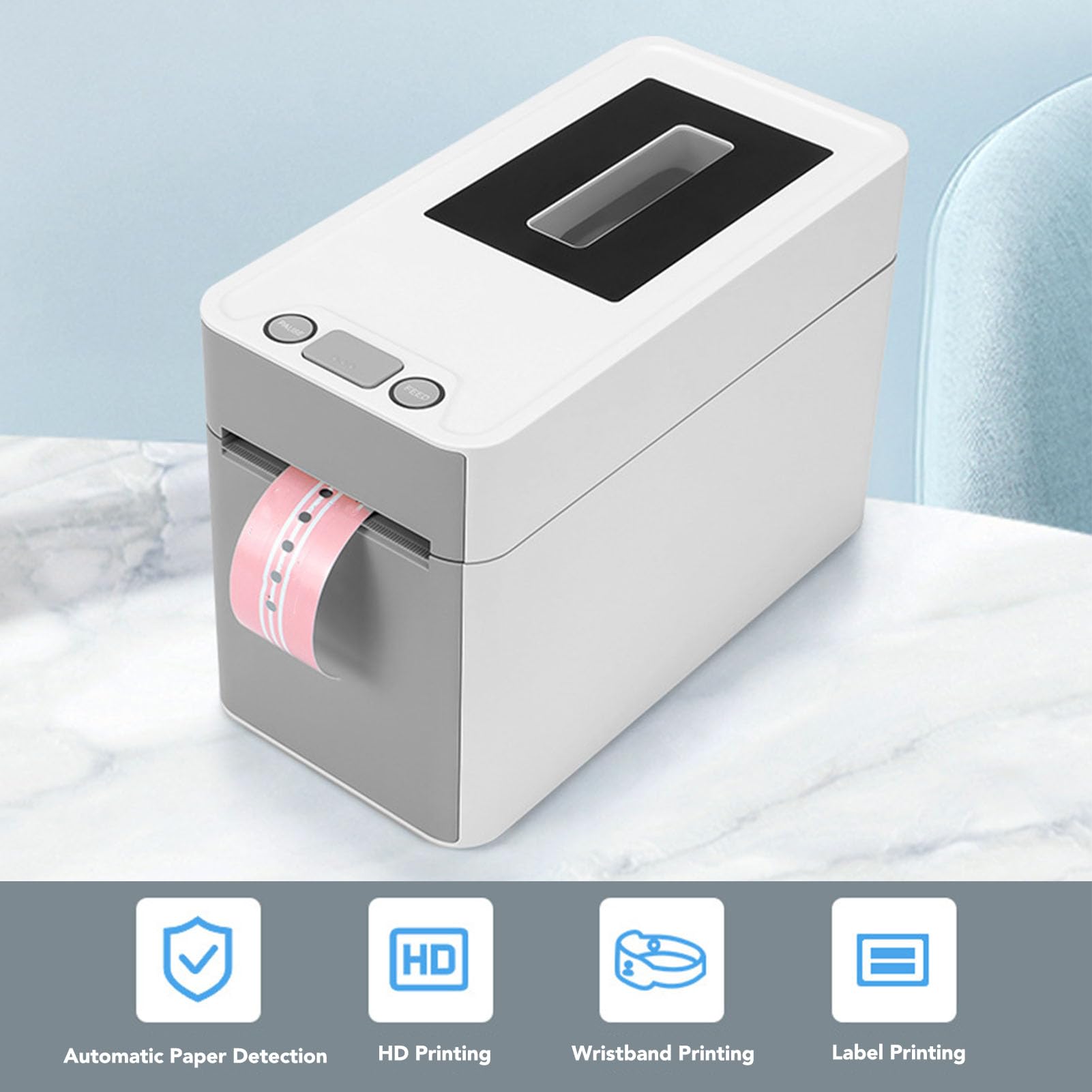 Termiczna Drukarka Kodów Kreskowych, Złącze USB BT 203 Dpi 150 Mm/s, Drukarka dla Małych Firm, Drukowanie za pomocą Etykiet z możliwością Dostosowania, Minimalistyczny Design i