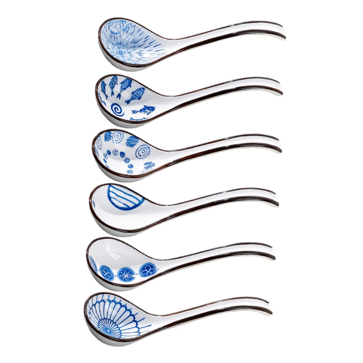 OUNONA 30pièces Cuillères à Soupe Céramique Asiatique De Design Rétro Et Délicat Pour Ramen Soupe Miso Et Services Élégants Pour Embellir Votre Table Et Cuisine