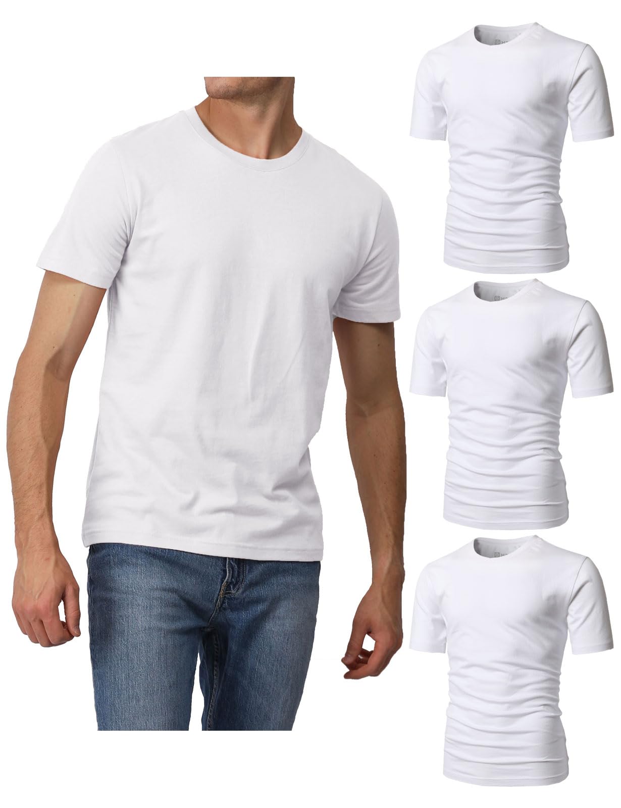 H2HMens Casual Slim Fit Short Sleeve T-Shirts Soft Lightweight V-Neck/Crew-Neck Size XS to 3XL