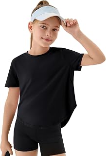 Haloumoning Girls Athletic Shirts, Short Sleeve, 5-14 Years