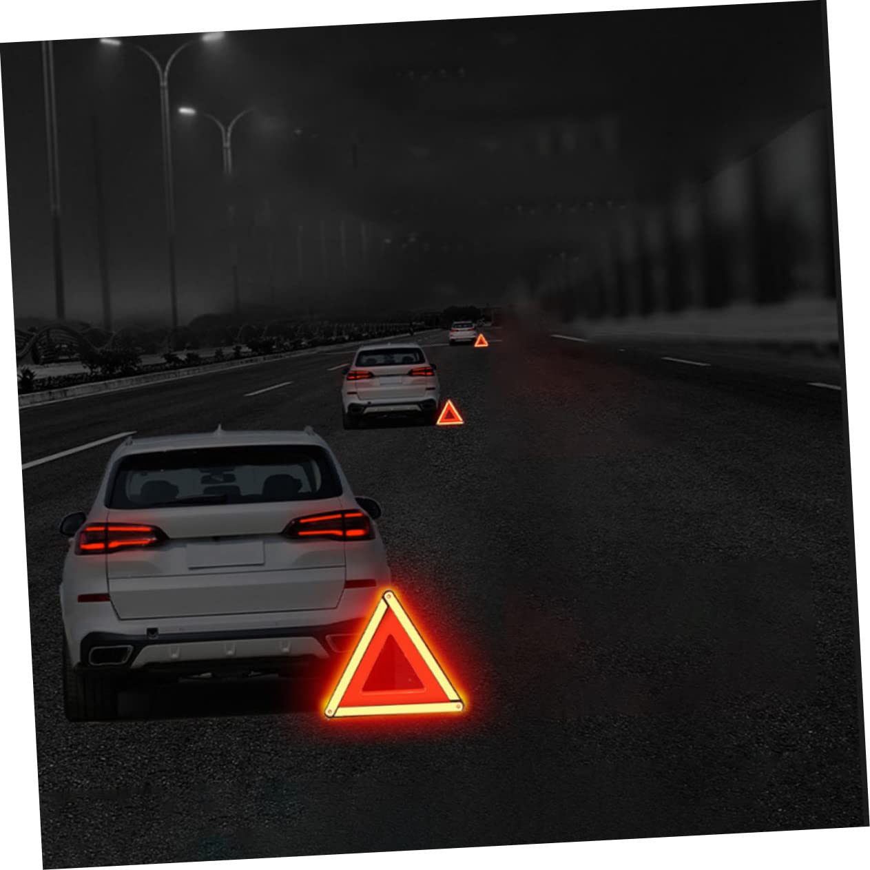 Triangolo Segnalazione Auto Rosso in Plastica 1 Pezzo | Segnaletica di Sicurezza, Cartello Allarme, Alta Visibilità, per Emergenza Stradale e Veicoli