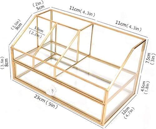 Miniatura 3 de L-Lei Almacenamiento de cosméticos, soporte de cepillo de maquillaje de vidrio transparente, almacenamiento cosmético para sujetar cepillos, esmalte