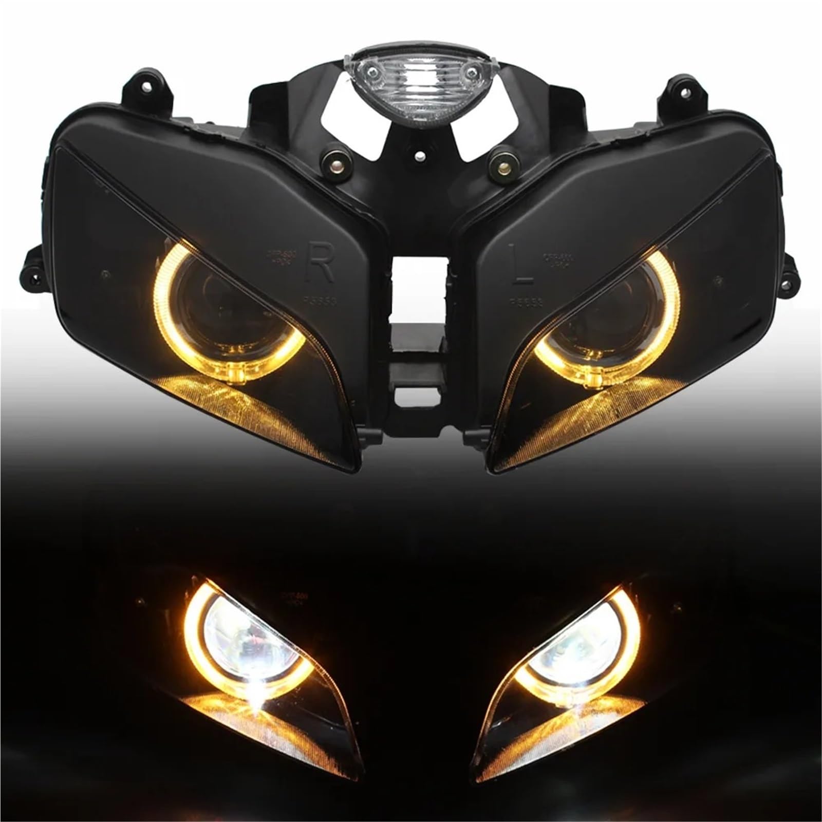 Faro Moto Faro LED Ojo de Ángel personalizado para motocicleta, conjunto faro delantero con proyector HID, luz frontal para CBR600RR 2003-2006