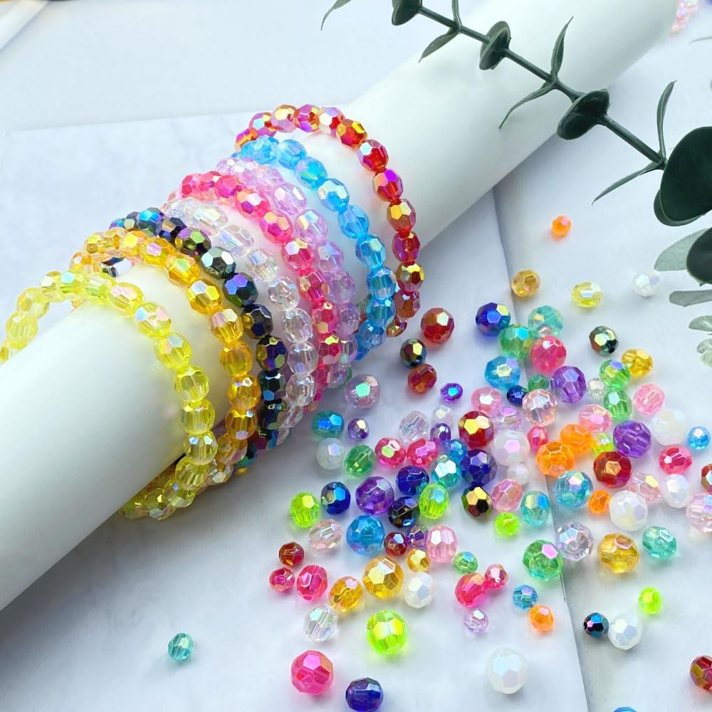 1000 PCS 6mm Acrylic Faceted Spacer Beads AB Color Glossy Round Loose Beads for Jewelry Making Bracelet Necklace Earring Ornament Wind Chimes Key Chains(Green AB) - Image 5