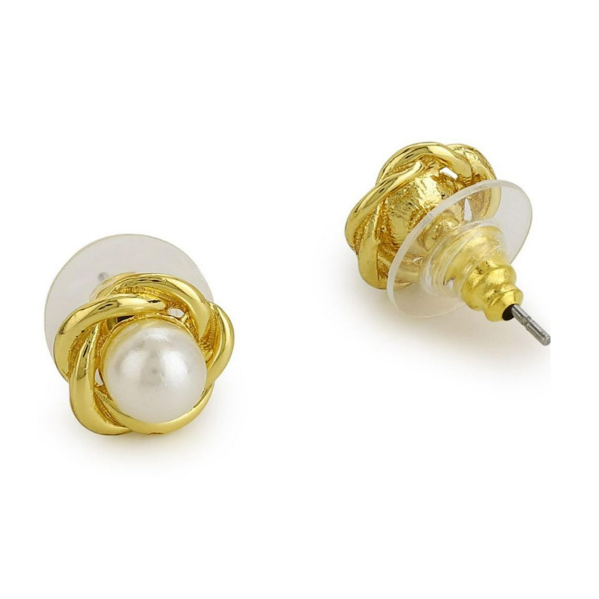 Women's Brass Flux Pearl Stud Earrings