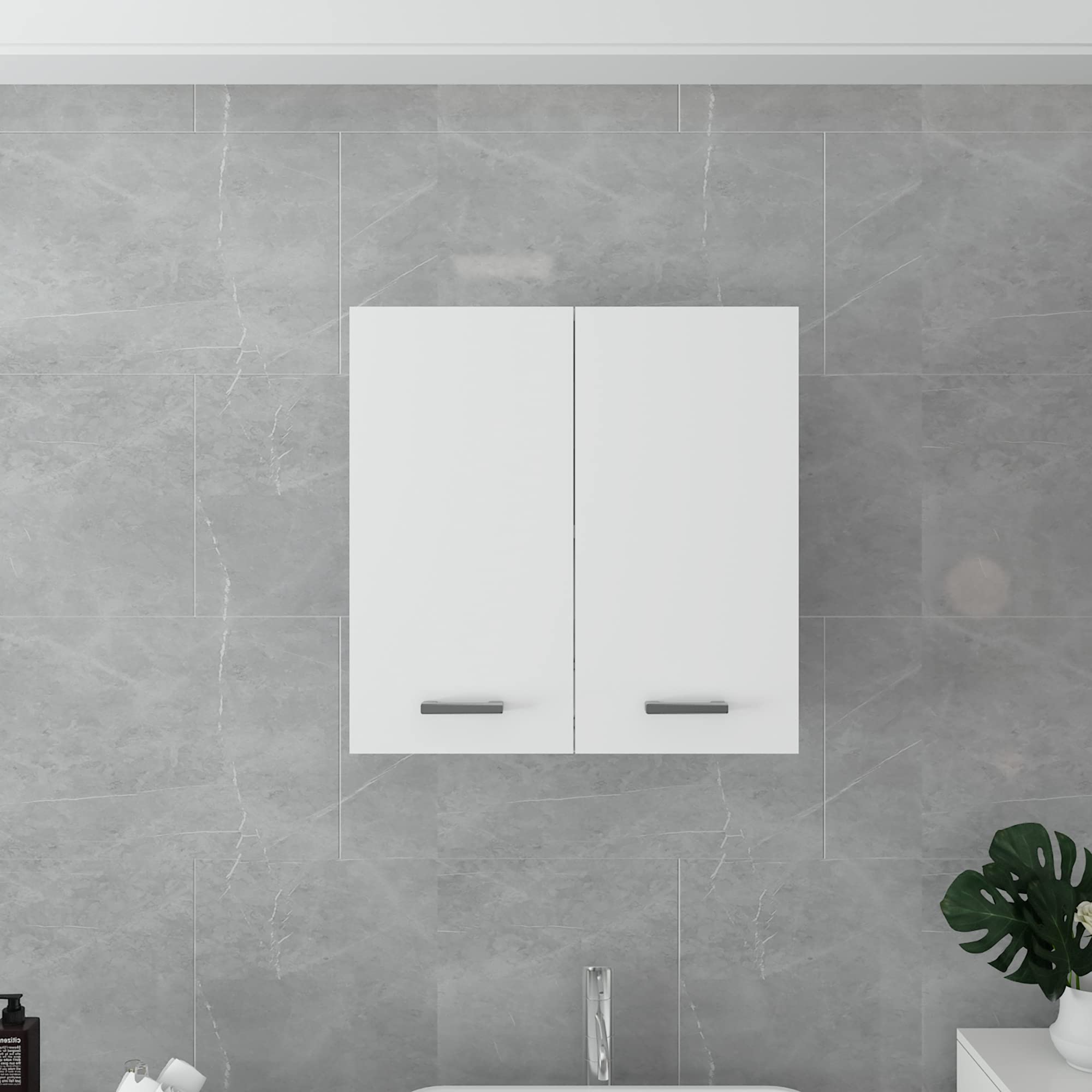 ML-Design Badezimmerschrank Weiß 60 x 60 x 31 cm, Badschrank 2-Türig mit 2 Ablagen, viel Stauraum, aus MDF-Holz, Hängeschrank für Badezimmer, Wandschrank Oberschrank Küchenschrank Küchenmöbel Badmöbel