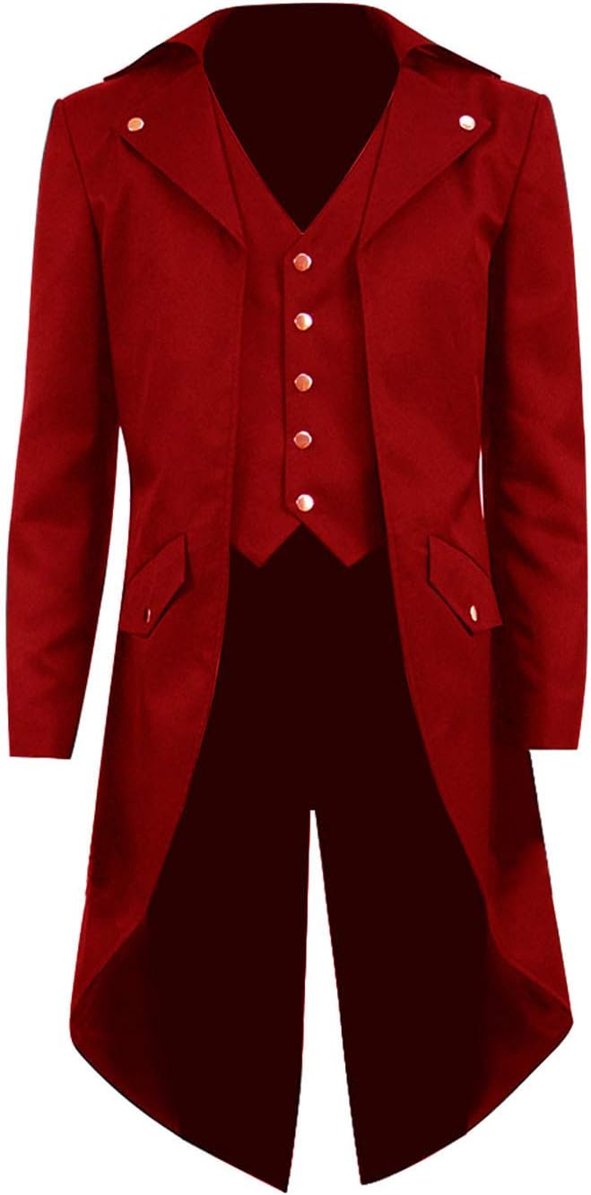 Boys Gothic Tailcoat Jacket Steampunk Long Coat Halloween Outerwear