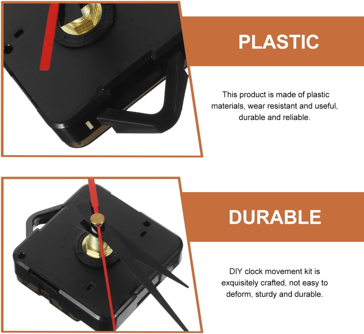 2Sets DIY Clock Movement Kit Wall Clock Mechanism Replacement Parts Silent Acrylic Quartz Movement for Easy Repair Compatible with Clocks Plastic Design