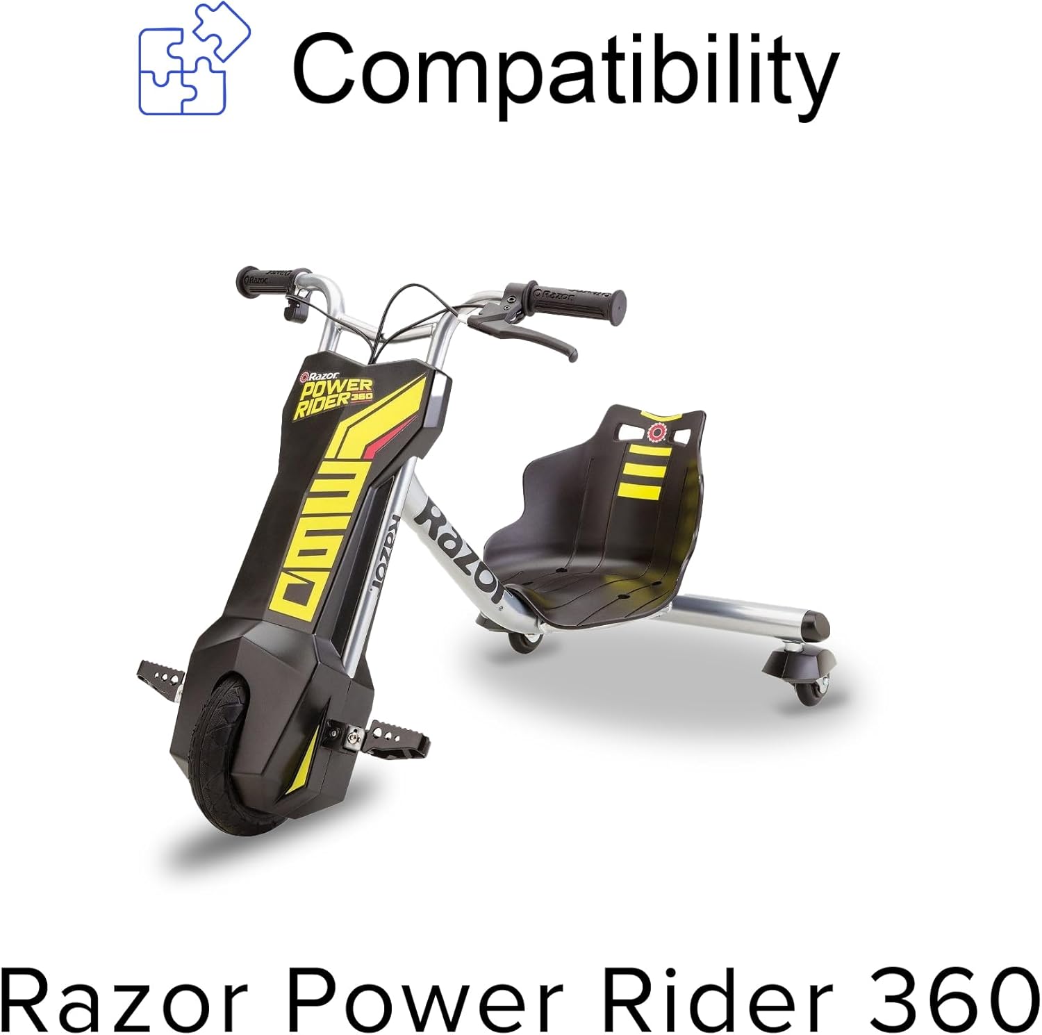 AlveyTech Premium 12 Volt Battery Pack for the Razor Power Rider 360 Electric 3-Wheeler (5 Ah, Versions 1+) - Replacement Single Rechargeable AGM Battery with Wiring Harness