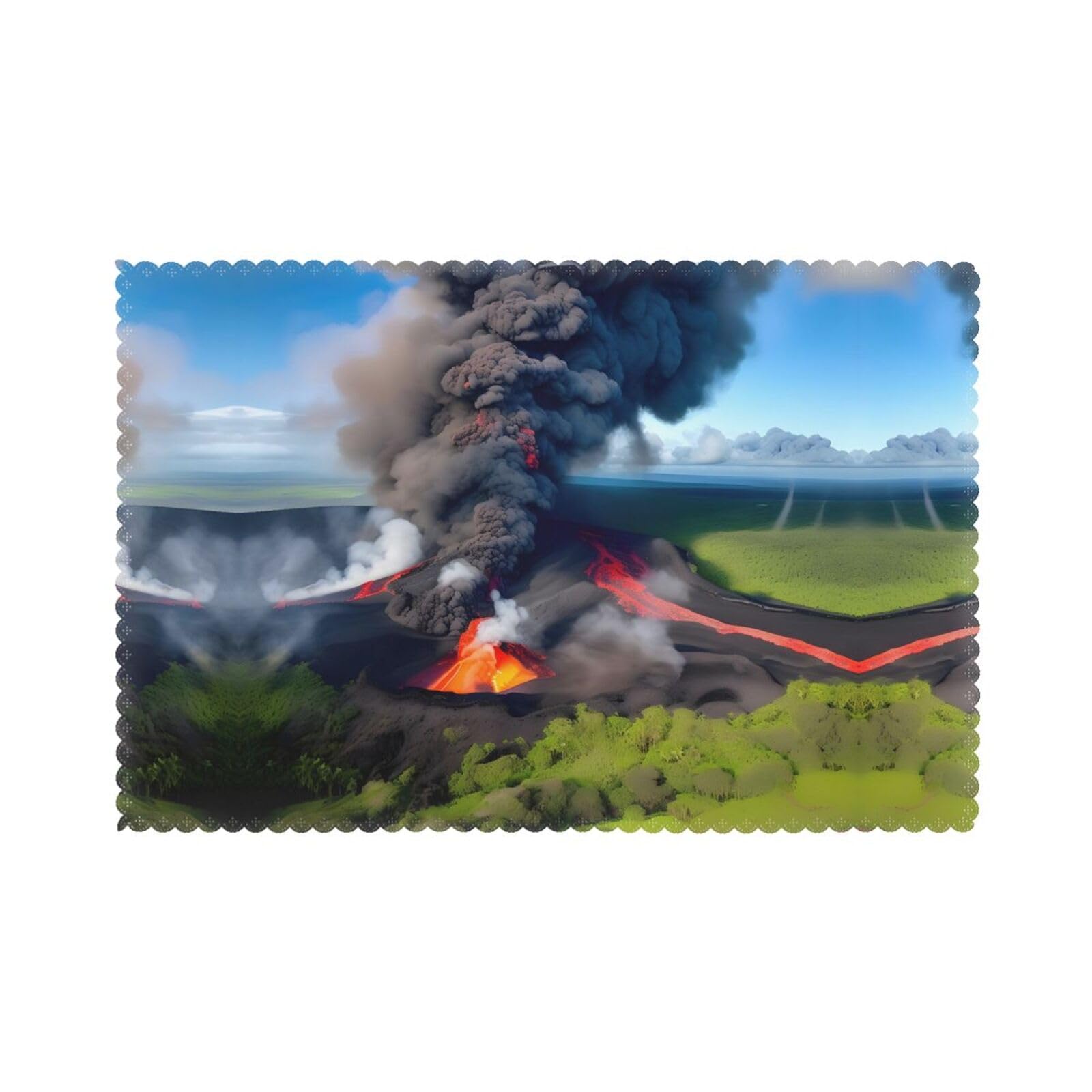 Kilauea Volcano Bloom Christmas Placemats Set of 6,Washable Table Mats