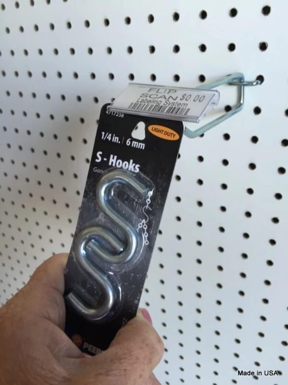 Trion Brand (50 Pack) 6 Inch Flip Scan Metal Peg Hooks w/Label Holder 1/8" to 1/4" Pegboard
