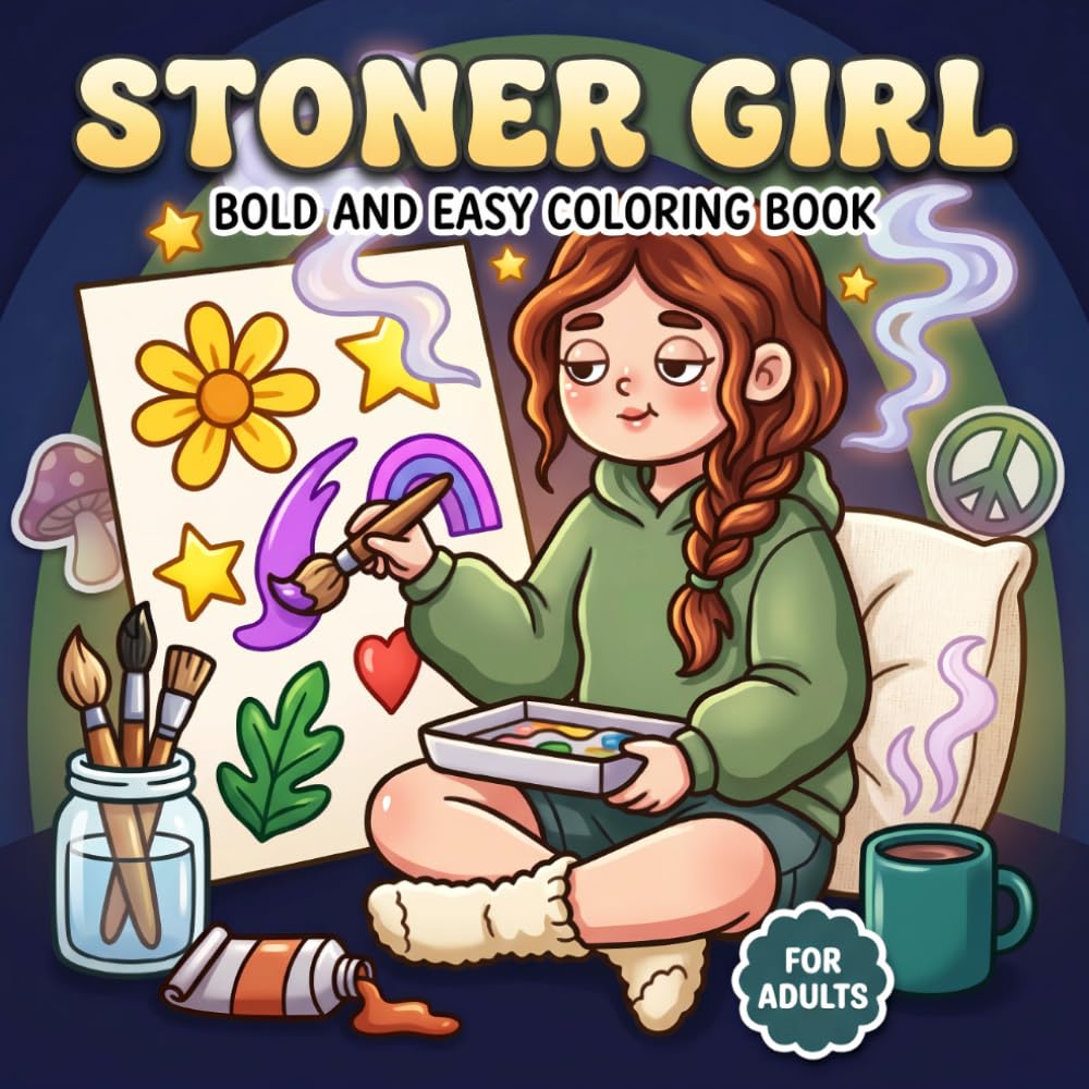Stoner Girl Coloring Book: Cute And Easy Trippy Illustrations For Adults Looking To Unwind, Get Creative, And Enjoy Cozy Feel-Good Moments