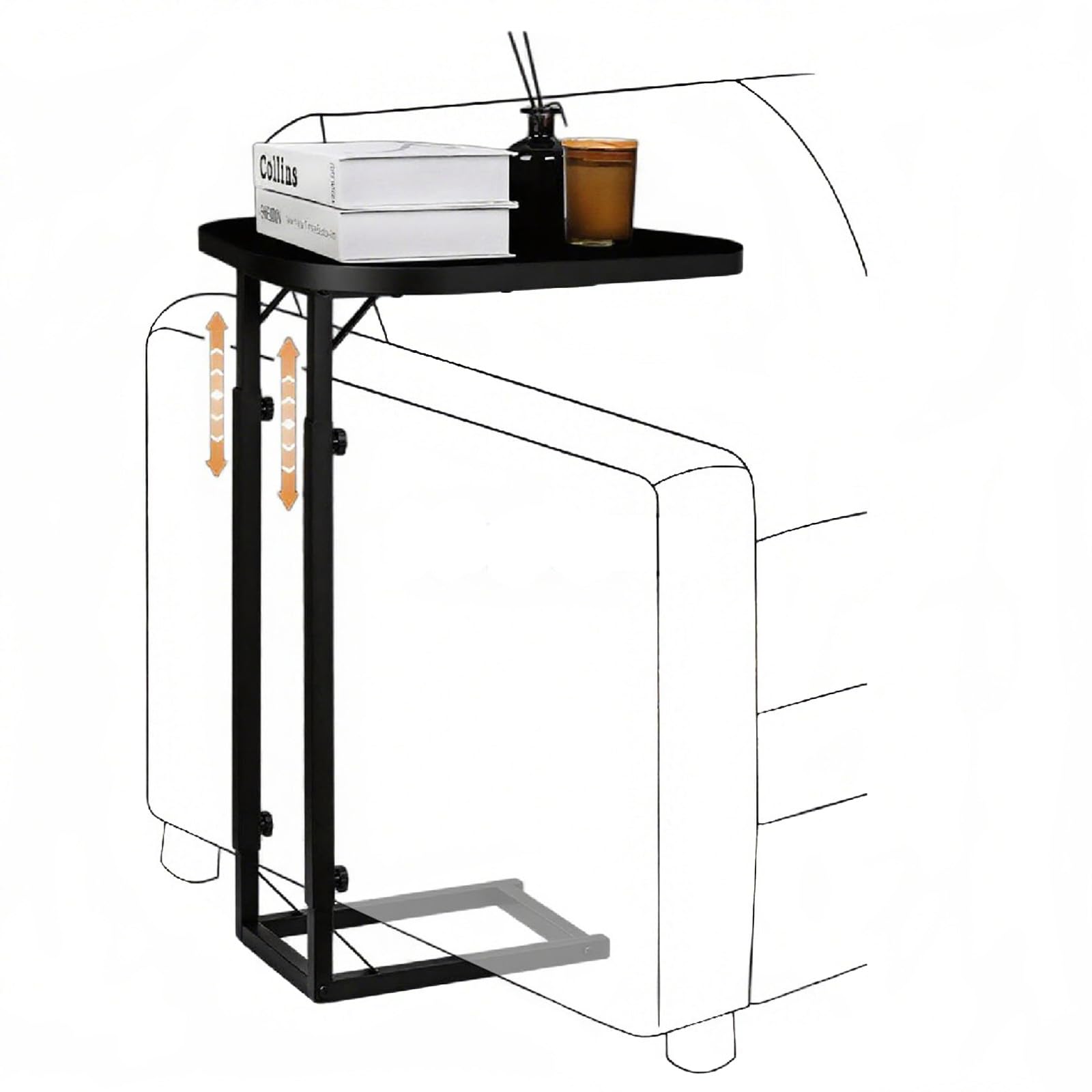 Premium Adjustable C Shaped End Table Mini Side Tables for Couch and Sofa Small Coffee Table with Metal