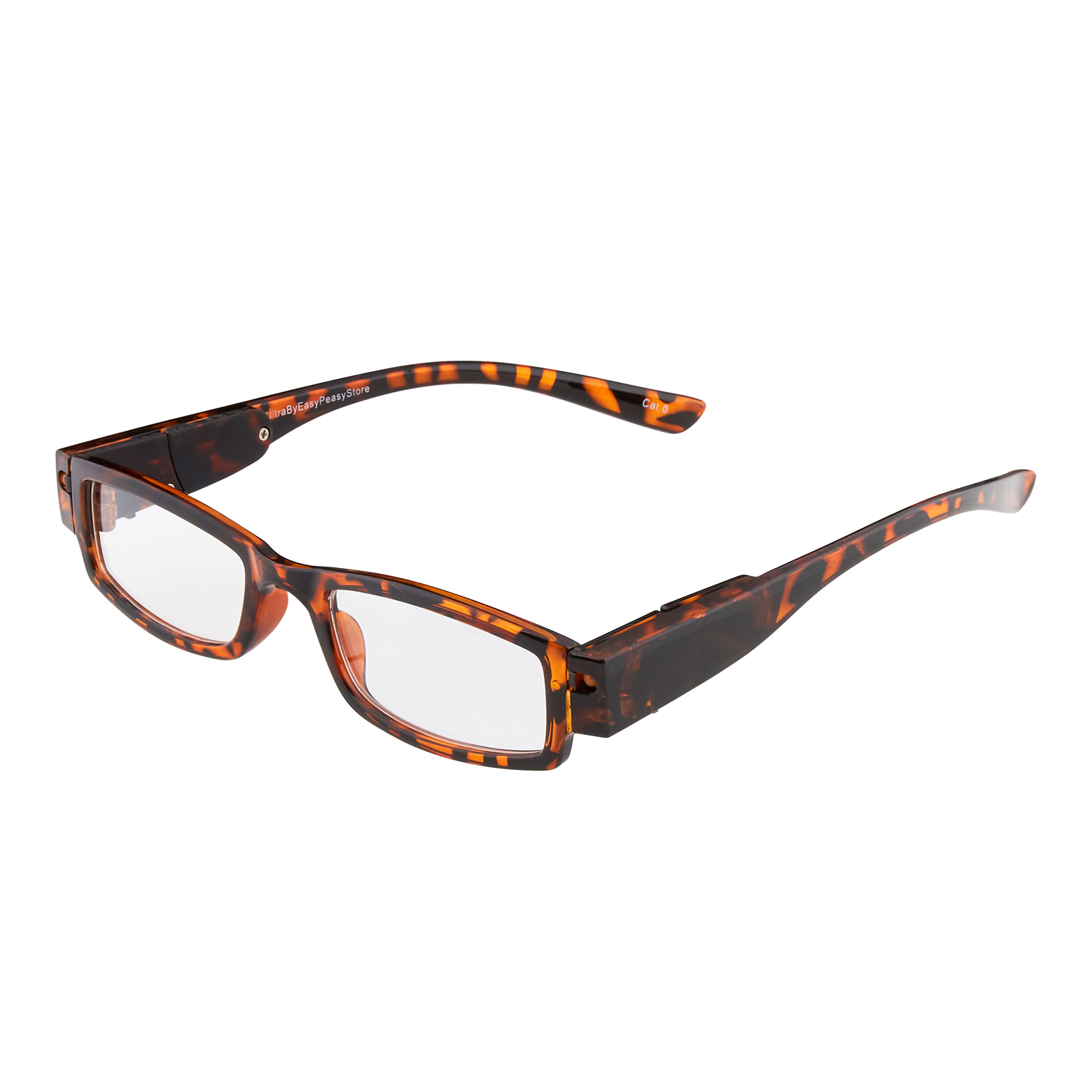 UltraByEasyPeasyStore Ultra Brown Tortoiseshell +1.0 Adults LED Reading Glasses Night Illuminated Mens Womans Presybyopic Diopter with Lights Power +1.0 Dioptre Strength Magnifying Lenses