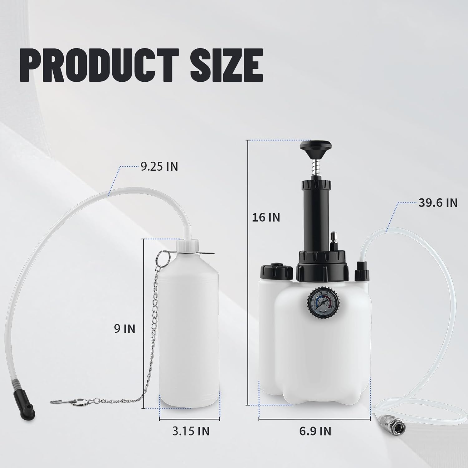 3L Brake Bleeder Kit Manual Brake Bleeder Vacuum Pump Kit Brake Bleeder Fluid Pump with 4 Master Cylinder Adapters and 1L Brake Bleeder Bottle