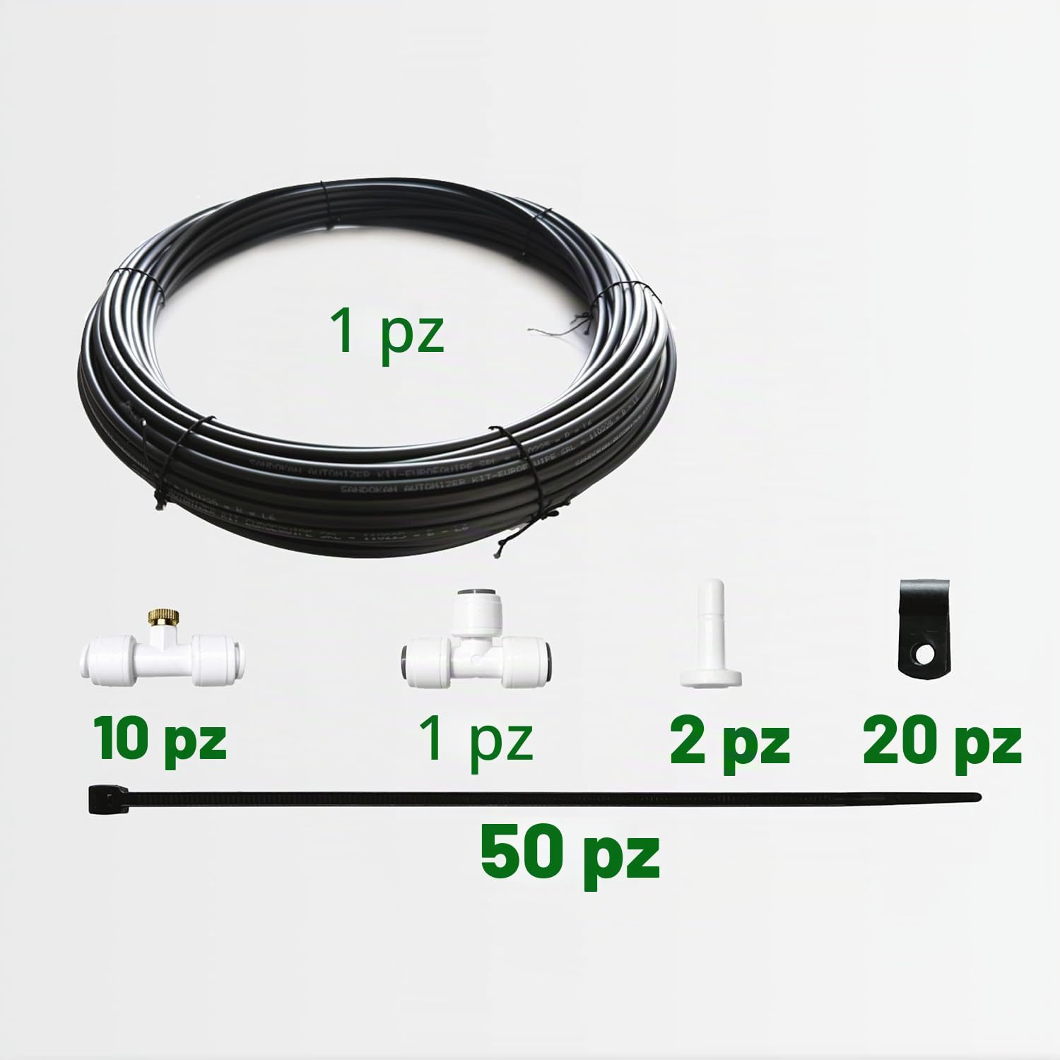 Sandokan, Kit Espansione per Automizer, Set Aggiuntivo con 10 Ugelli Nebulizzatori in Ottone e 33 Metri Tubo – Accessorio per Sistema Antizanzare Automatico Estensione Copertura +300mq Made in Italy