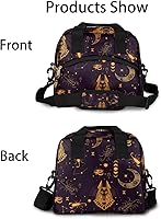 Vista 3 de Lonchera de arte egipcio para mujer, con constelación de luna, aislada, para oficina, reutilizable, con correa ajustable para el trabajo