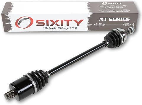 Sixity XT Rear Left CV Axle for Polaris Ranger RZR XP 1000 2014 - Z146T1EAM | EAW P S XP4 4X4. Complete axle assembly with a 5140 chrome steel shaft, inboard and outboard CV joints, fully assembled