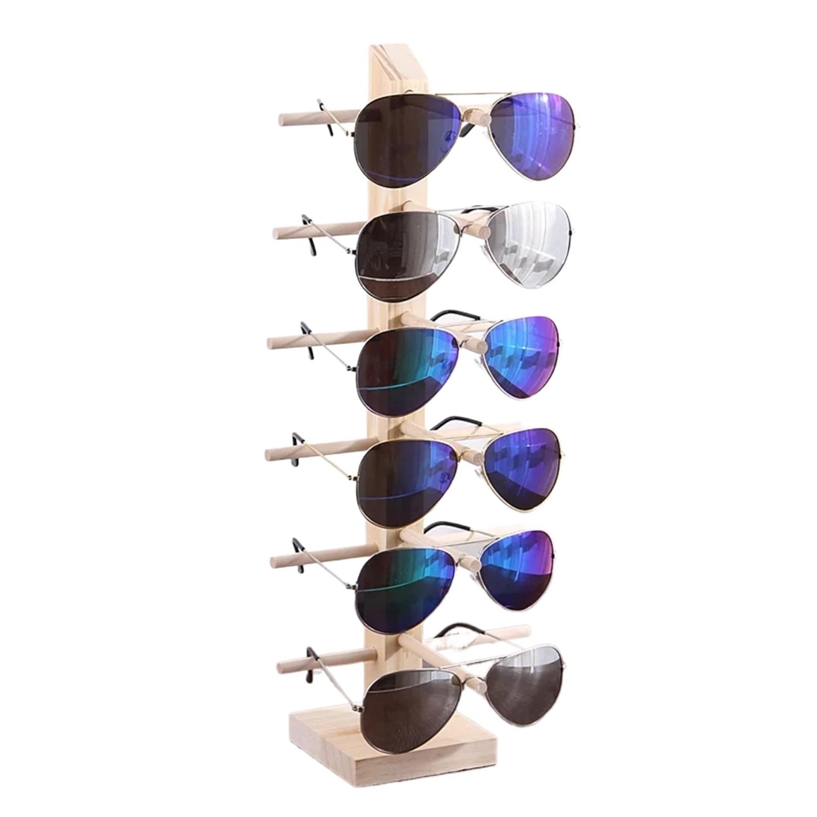 WWYYZAYC Multi Layers Wood Sunglass Display Rack Shelf Eyeglasses Show Stand Jewelry Holder For Pairs Glasses Showcase(6 LAYER)
