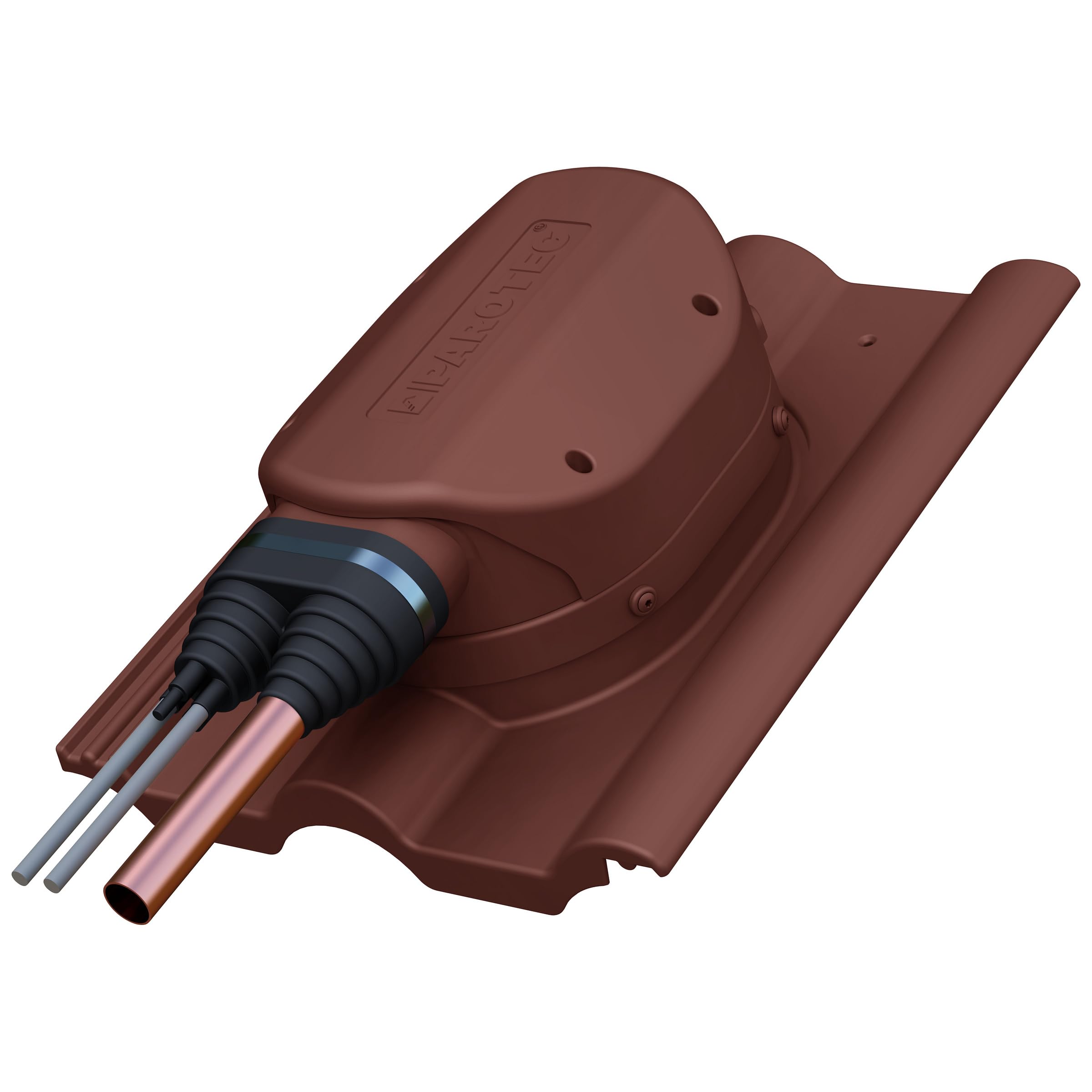 Passaggio solare impermeabile per tetto BMI Wierer - Frankfurter, Benders - Mecklenburger, ProDach - Doppelrömer - Passaggio cavi solari fotovoltaici (RAL 3009 - Rosso castagna)