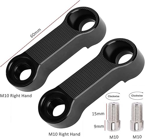 Miniatura 2 de Adaptador elevador para espejo de motocicleta con rosca en el sentido de las agujas del reloj de 3.9 in, vista trasera transparente para paseos más