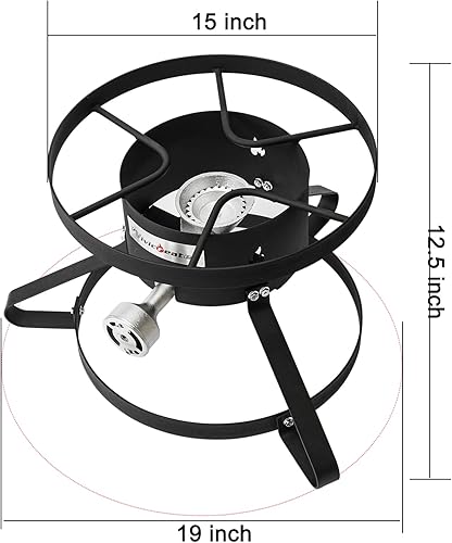 Miniatura 2 de Vivicreate Quemador de gas propano de alta presión para exteriores, estufa de cocina, freidora de pavo, potencia de 35000 BTU con regulador y