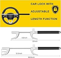 Vista 2 de Bloqueo de Volante Dachenus, Bloqueo Universal Retráctil para Volante de Coche, Vehículo con Protección Ajustable Antirrobo con Martillo