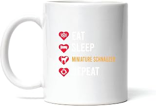 Miniature Schnauzer Dog Gifts for Dog Lovers Eat Sleep Miniature Schnauzer Repeat 49 11oz 15oz White Coffee Mug