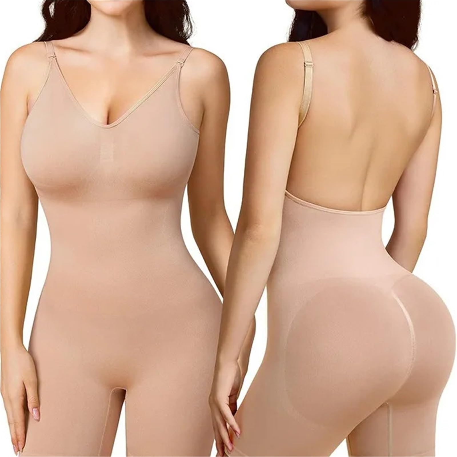 Body Contenitivo Modellante 1 Pezzo Body Shaper da Donna con Controllo della Pancia, Body Modellante Senza Cuciture a metà Coscia, Corsetto Schienale, Intero