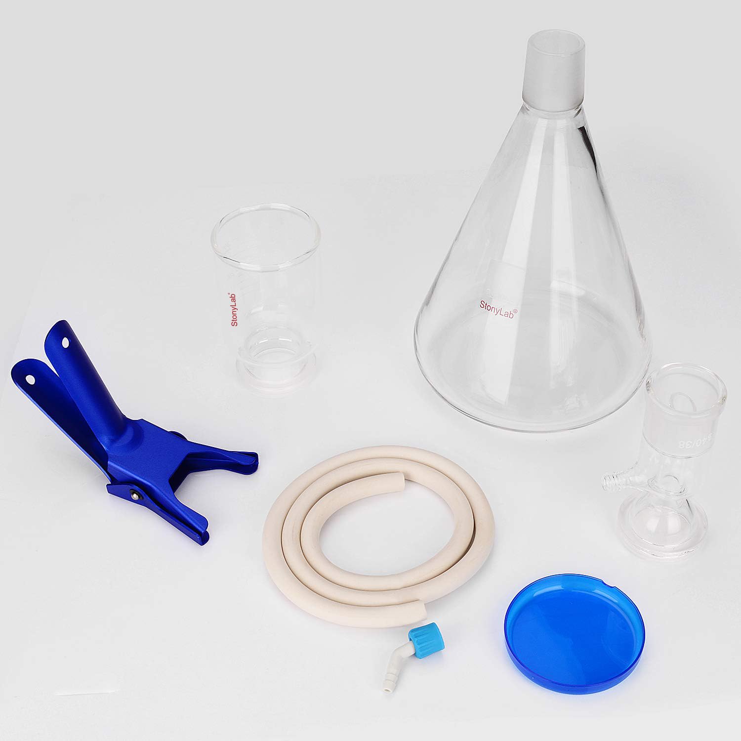 stonylab Glass Filtration Apparatus, Borosilicate Glass Vacuum Filtration Assembly Filter Kit with 2000 ml Filtering Flask and 300 ml Graduated Funnel